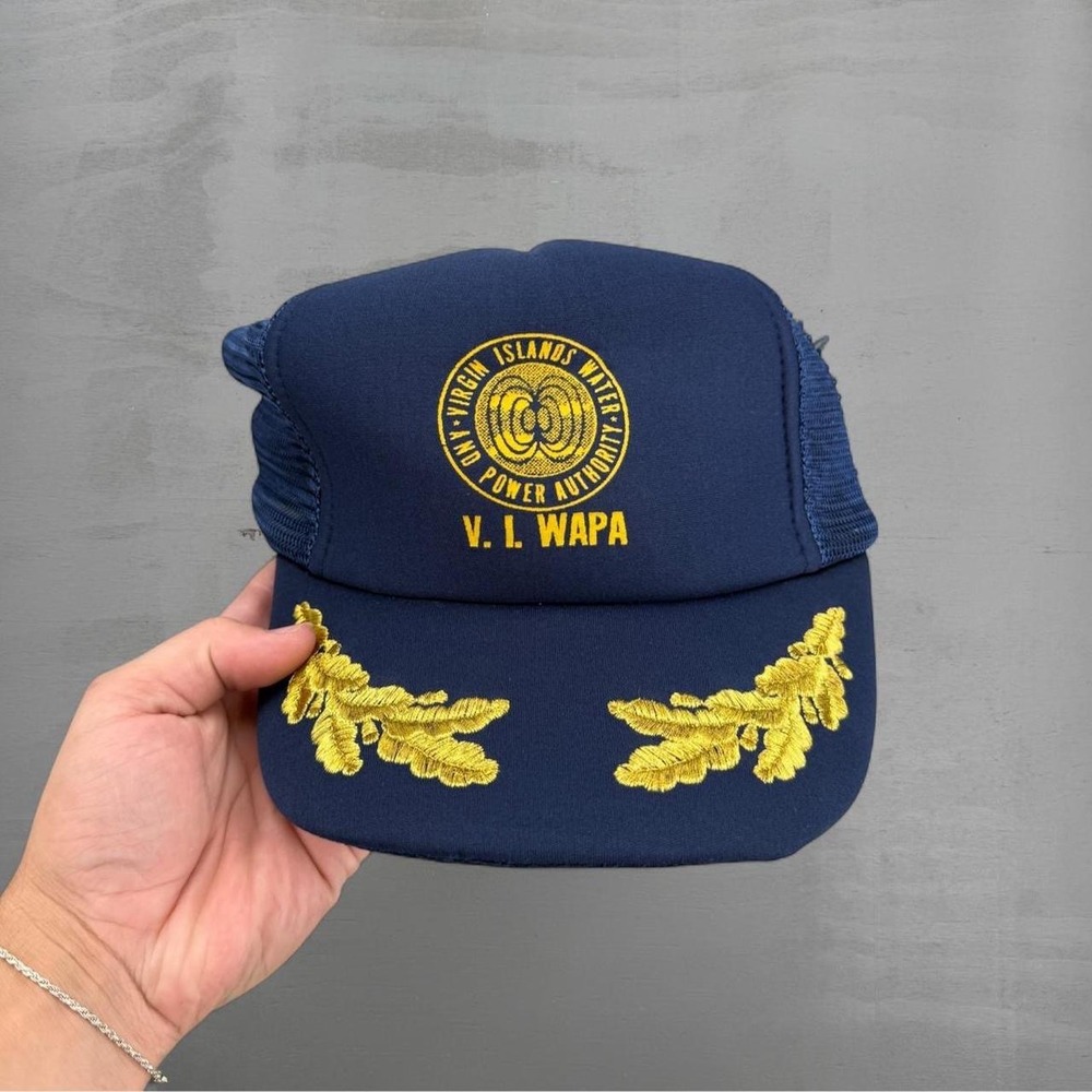 Vintage Virgin Island Water Power Authority Trucker Hat Navy Blue VI WAPA